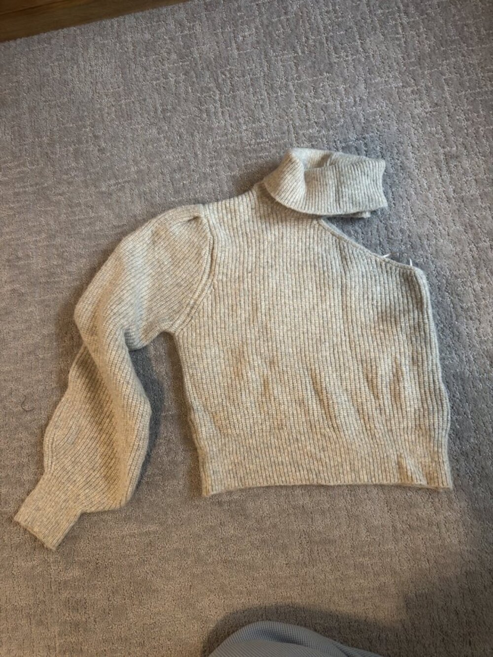 Beige Botany Ribbed Turtleneck Sweater Oatmeal L